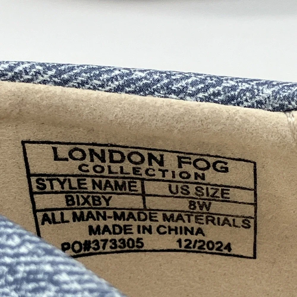 London Fog Bixby Blue Denim Flat Shoes 8W Comfort‎ Slip On Casual Preppy
